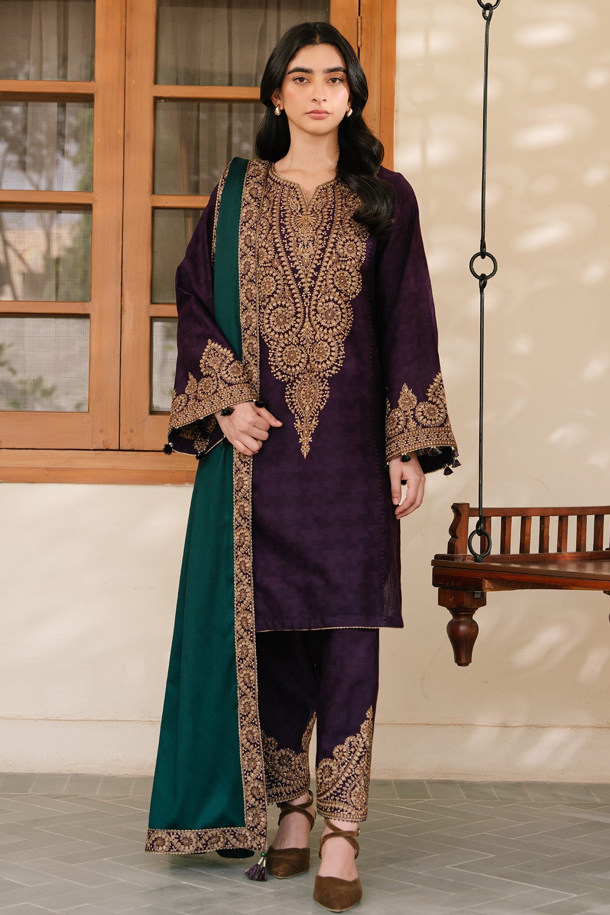 EMBROIDERED JACQUARD KHADDAR RTW - 1168