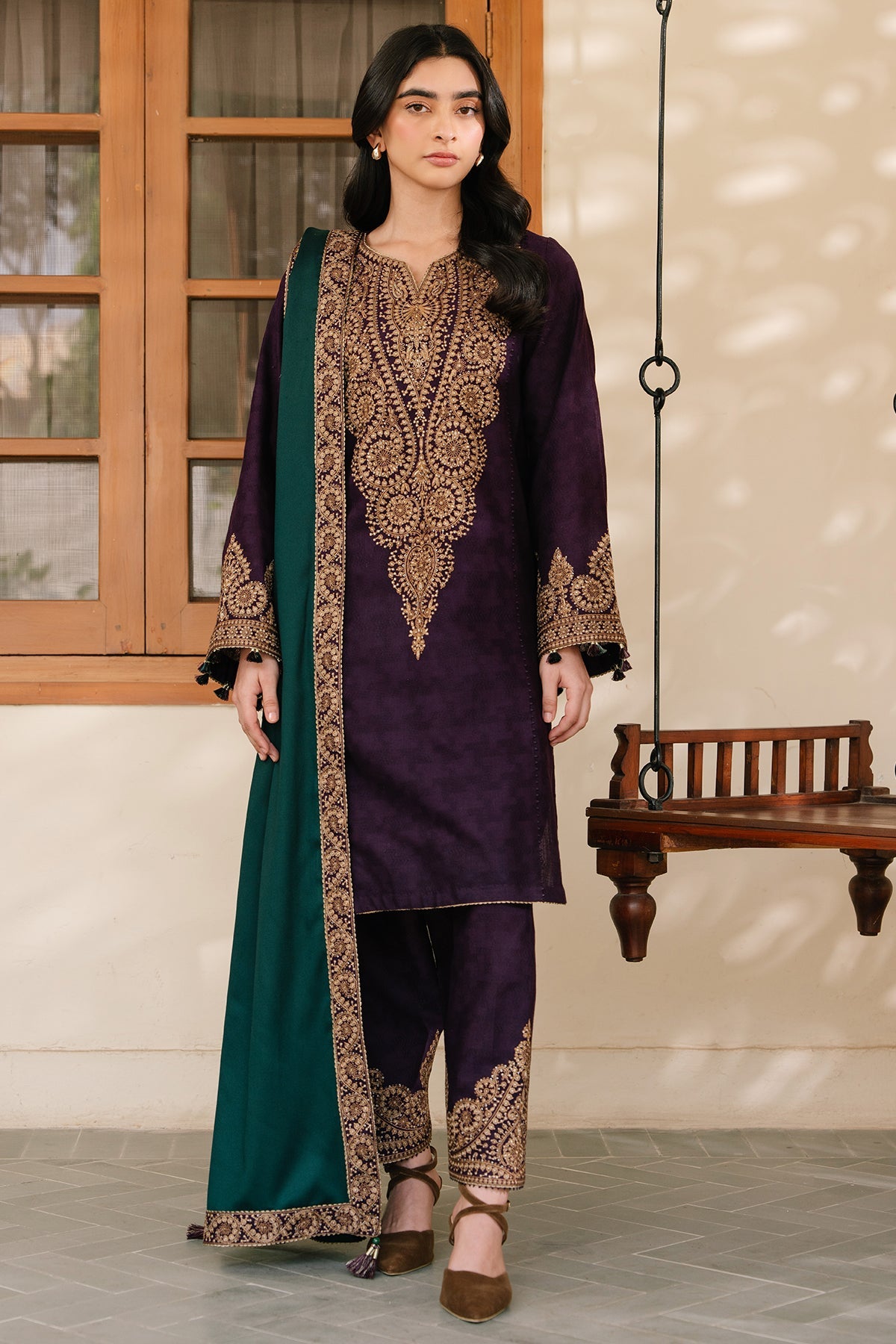 EMBROIDERED JACQUARD KHADDAR RTW - 1168