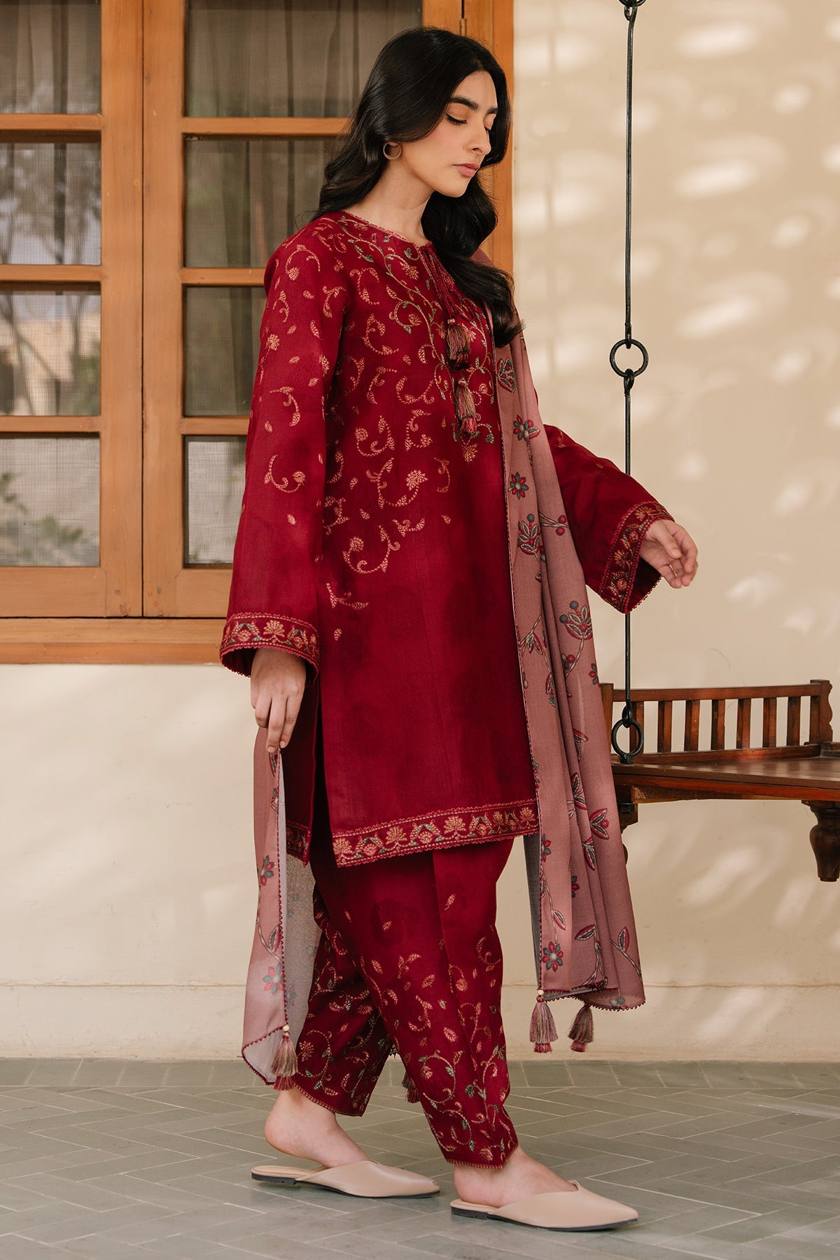 EMBROIDERED JACQUARD KHADDAR RTW - 1169