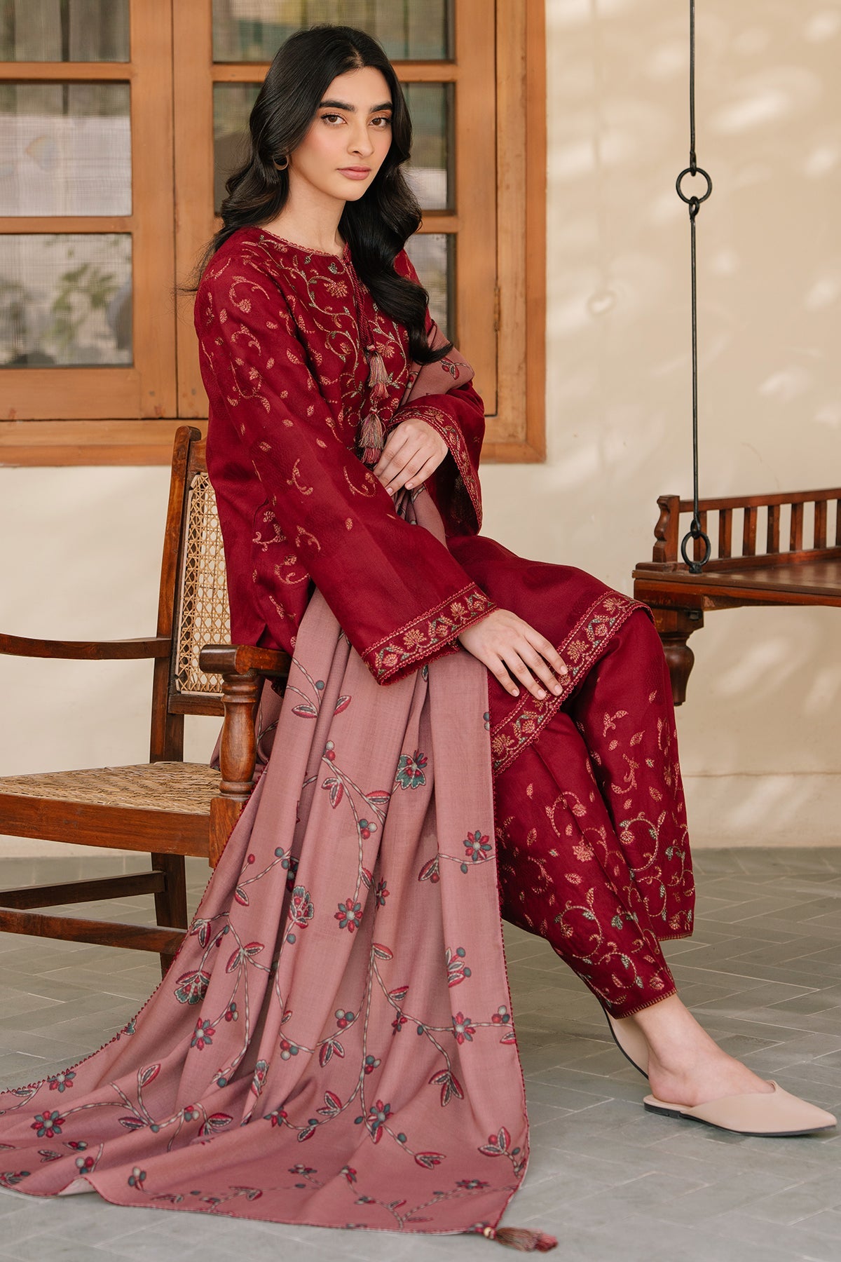 EMBROIDERED JACQUARD KHADDAR RTW - 1169