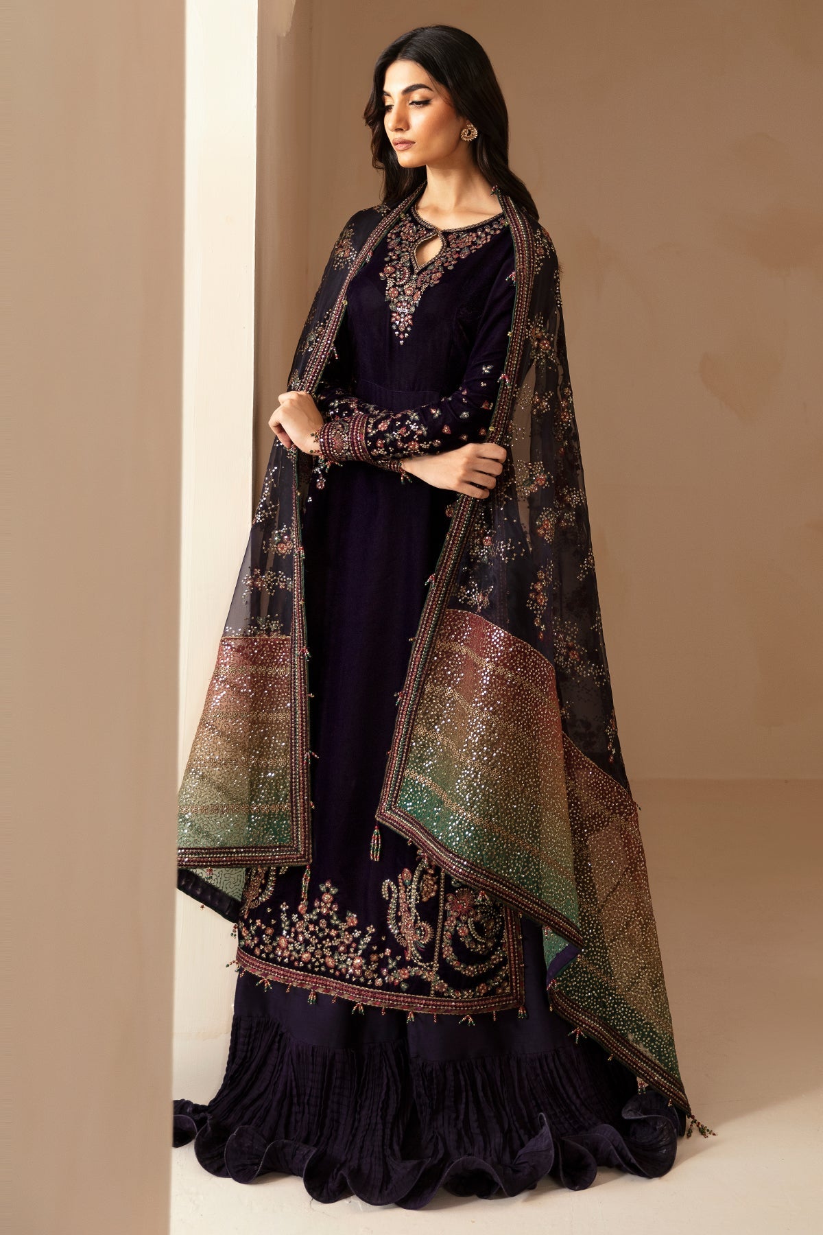 Embroidered Velvet Formal VF-2027