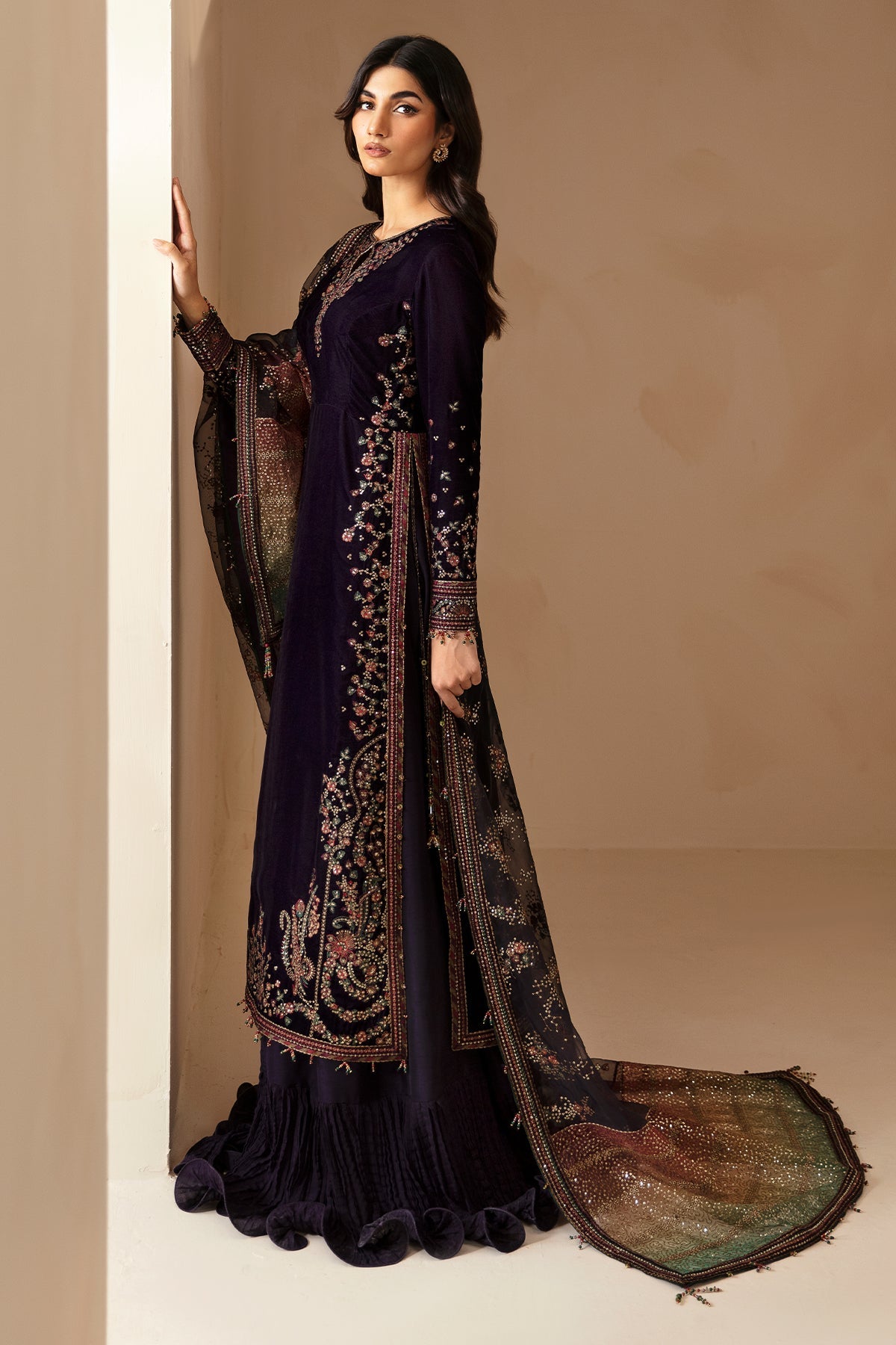 Embroidered Velvet Formal VF-2027