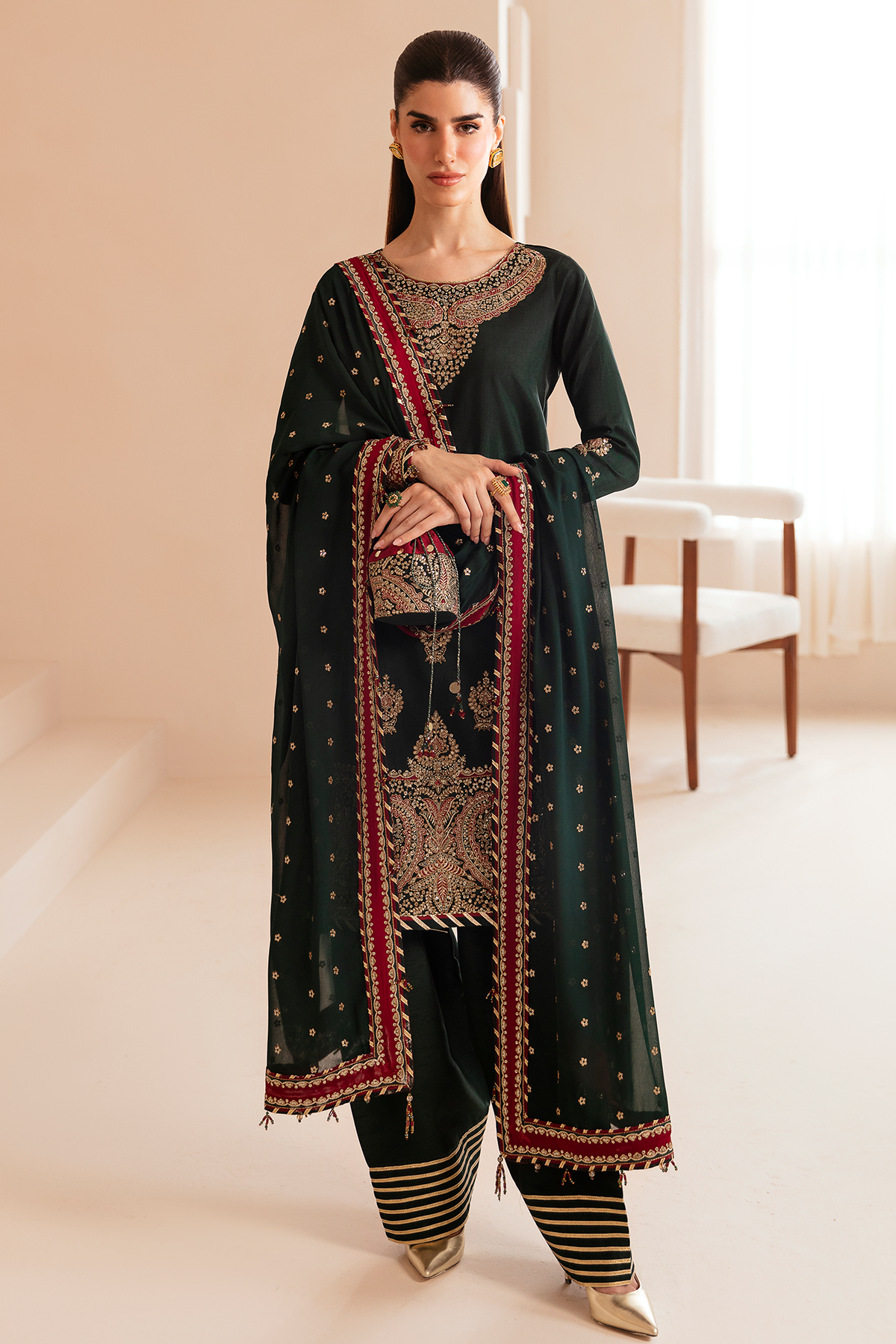 Premium Embroidered Raw Silk UR-7036