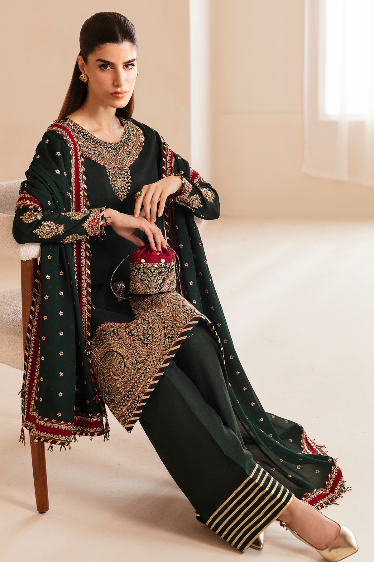 Premium Embroidered Raw Silk UR-7036